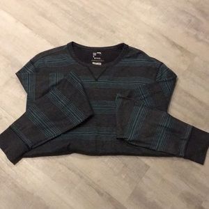 Men’s gray and turquoise striped sweater
